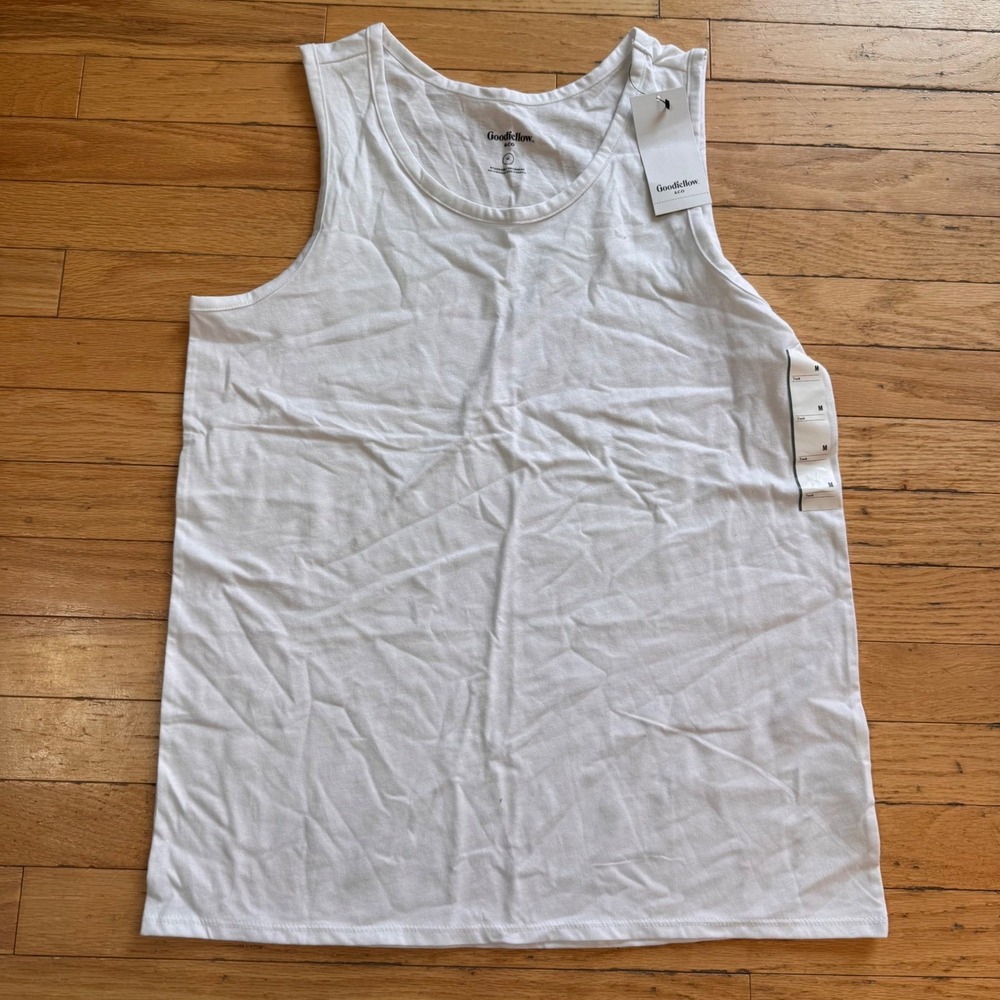Goodfellow & Co Mens Tank Top Eco White Cotton Blend Sleeveless Shirt Medium NWT